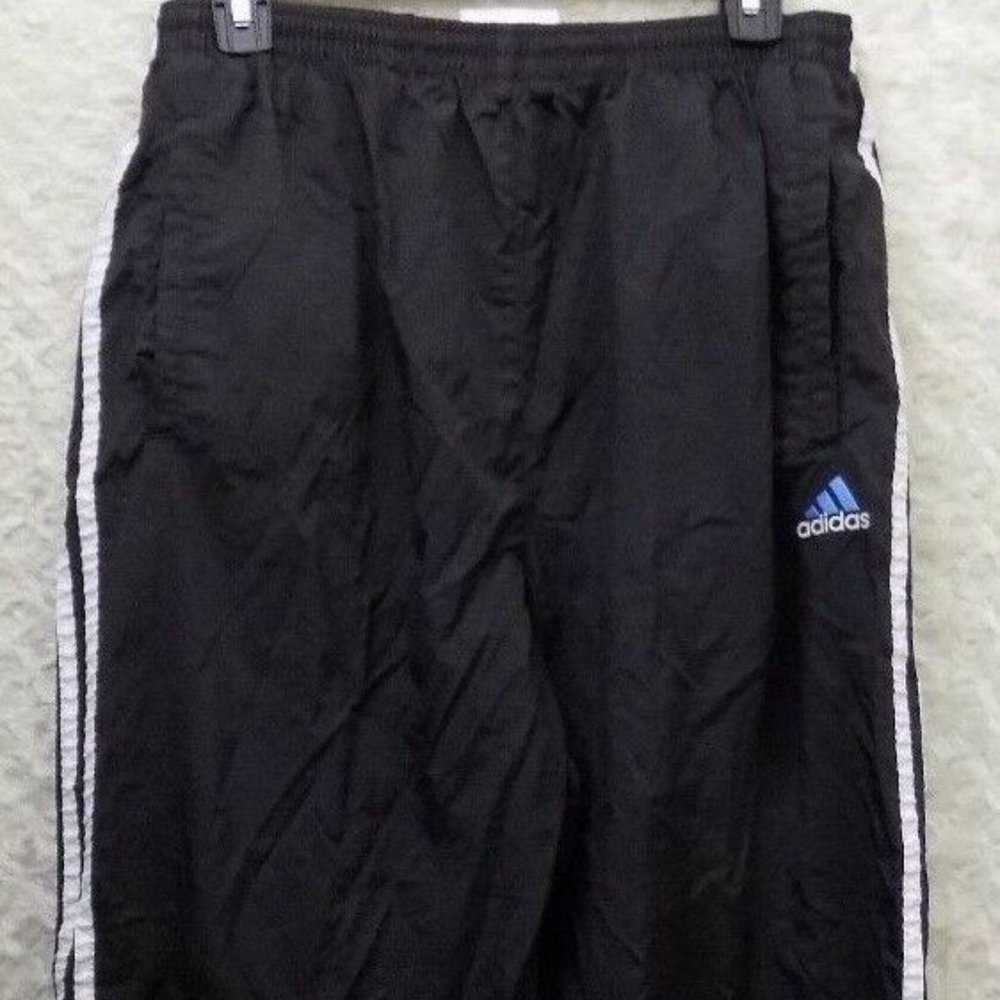 90S ADIDAS BLACK AND WHITE LINED WINDBREAKER TRACK